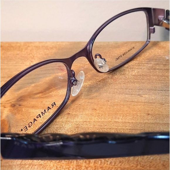 NEW prescription-ready Eyeglass Frame, purple STAINLESS STEEL, Rampage 51-17-135 - Picture 6 of 7